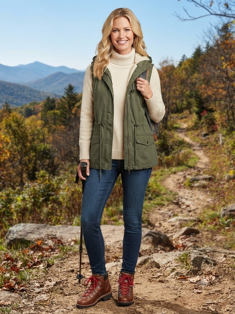 Falls Creek Olive Hooded Utility Vest